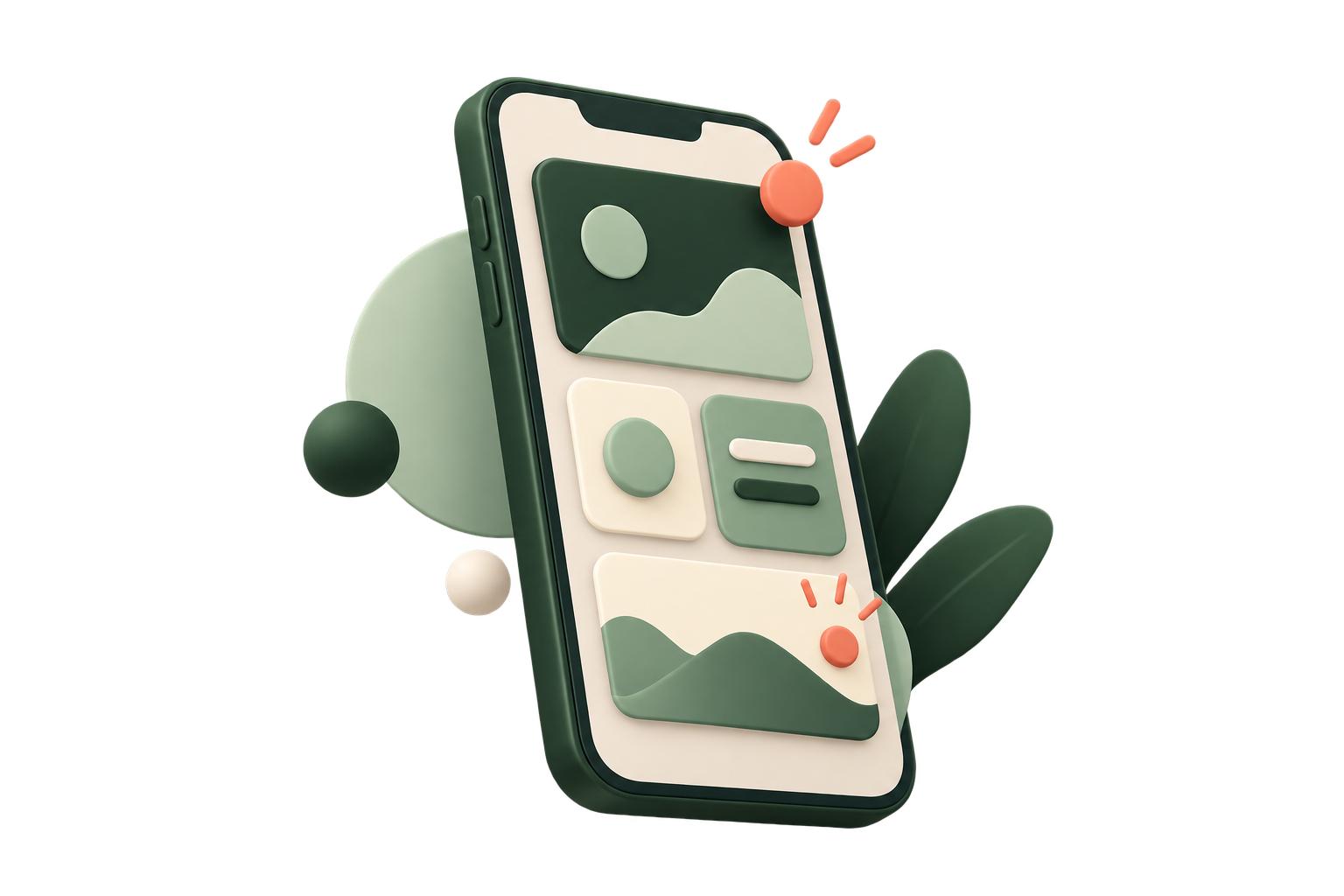 Illustratie van een mobiele telefoon met een moderne app-interface